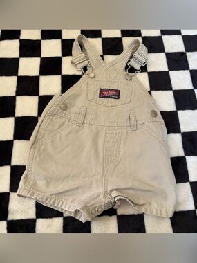 3/6 month light cream colored short overalls from old navy